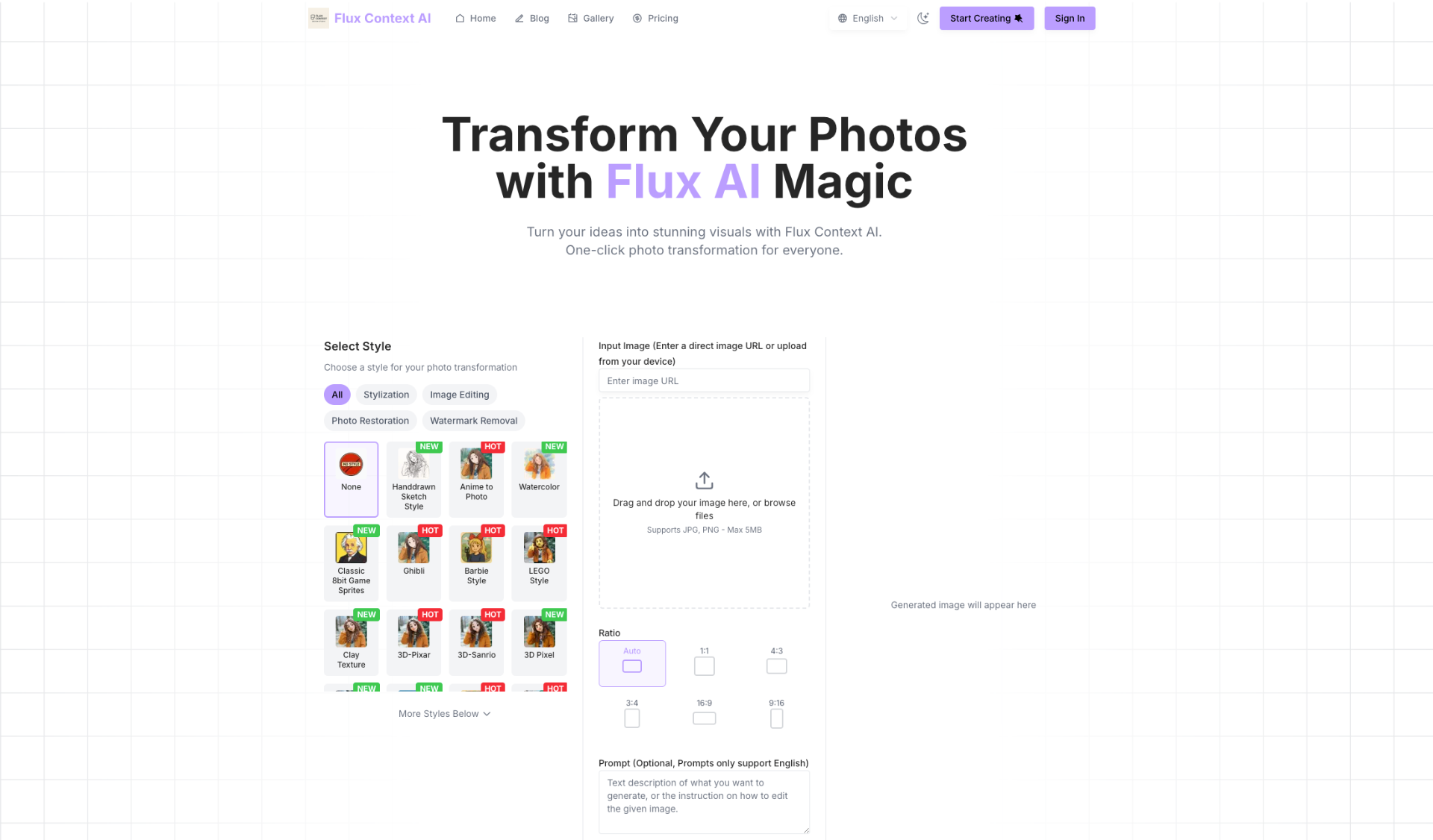 Flux Context AI: Create Stunning AI Images in Seconds screenshot and logo